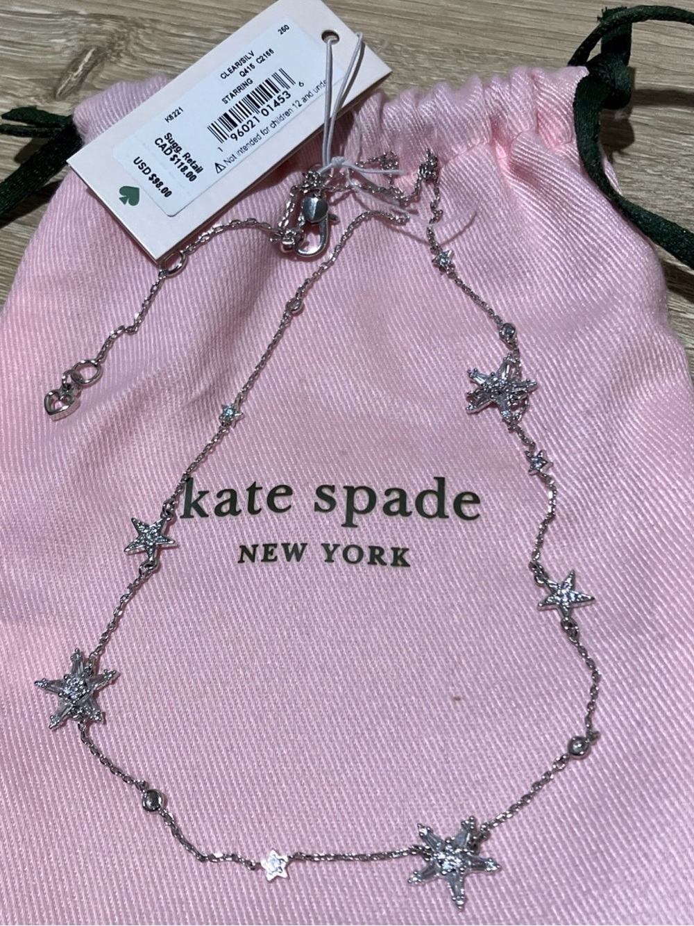 Kate Spade Silver Tone “Starred” charm necklace with CZ accents. - Picture 4 of 5